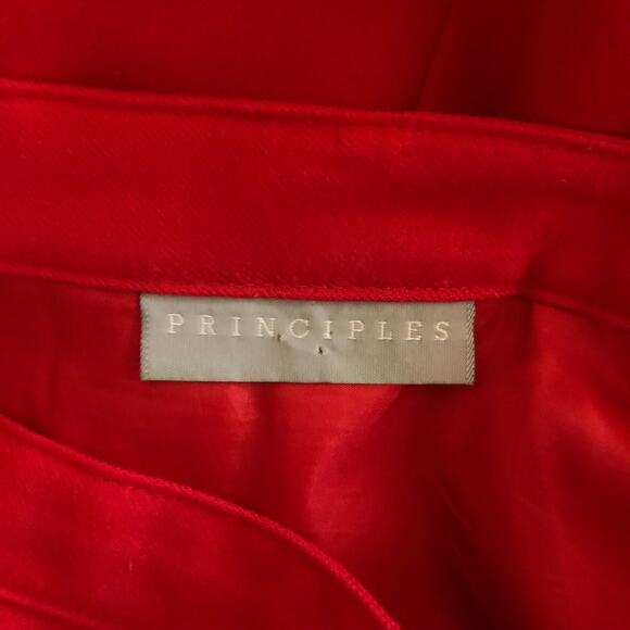 Vintage Principle Red Skirt Pleated Slit Back Knee Length with Belt Loops Sz 10 - Picture 5 of 7